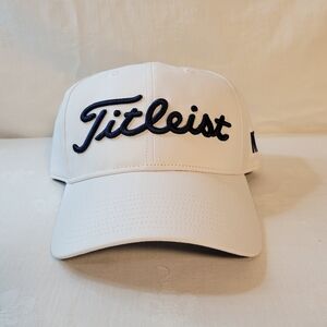 NWT: Titleist Golf Tour Performance White Cap with Navy Embroidery